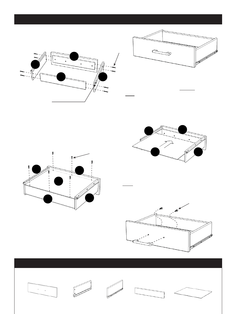 Drawer (k), Assembly instructions 5 part list | Home Styles 5516-34 User Manual | Page 5 / 5