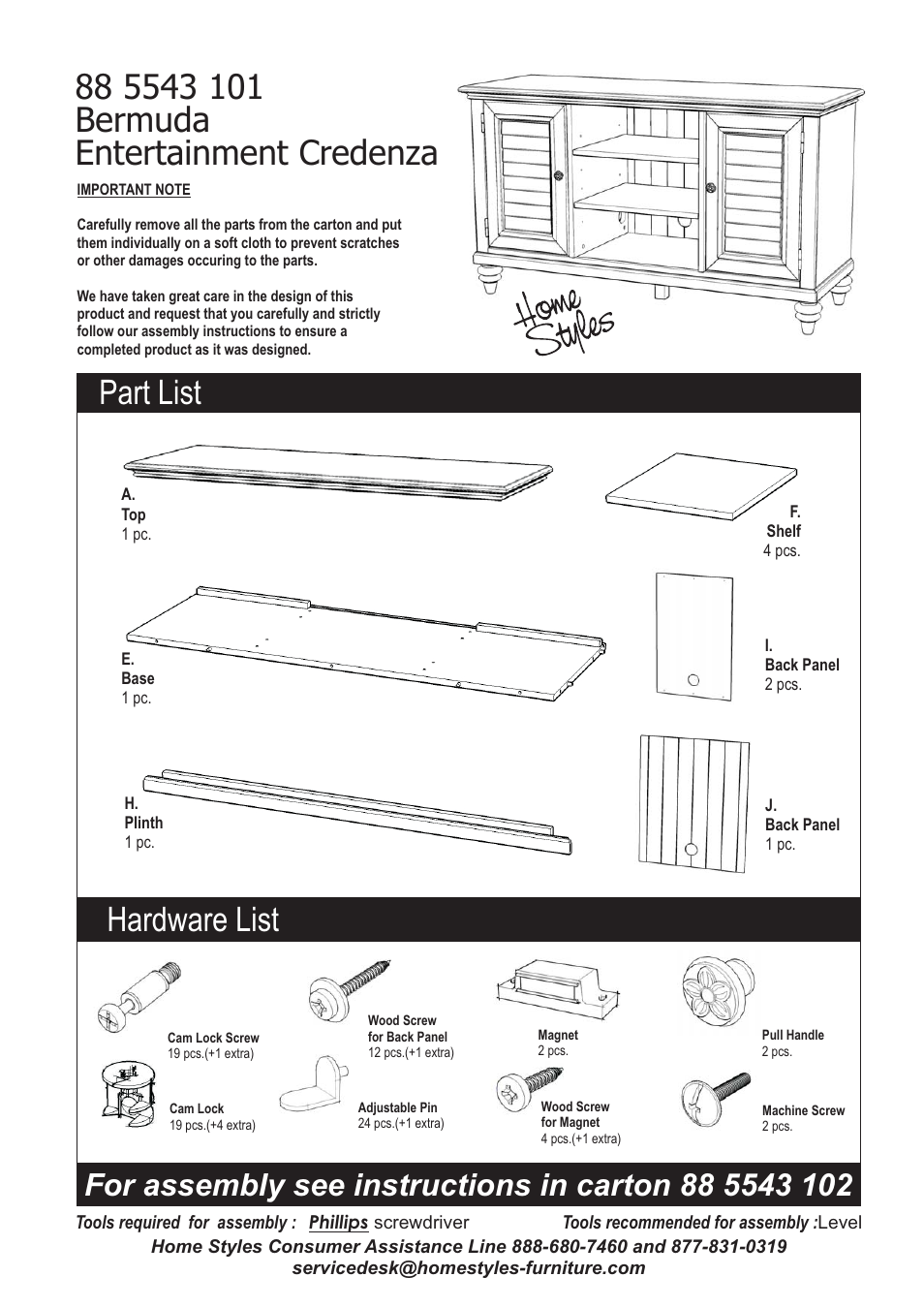 Home Styles 5543-10 User Manual | 5 pages