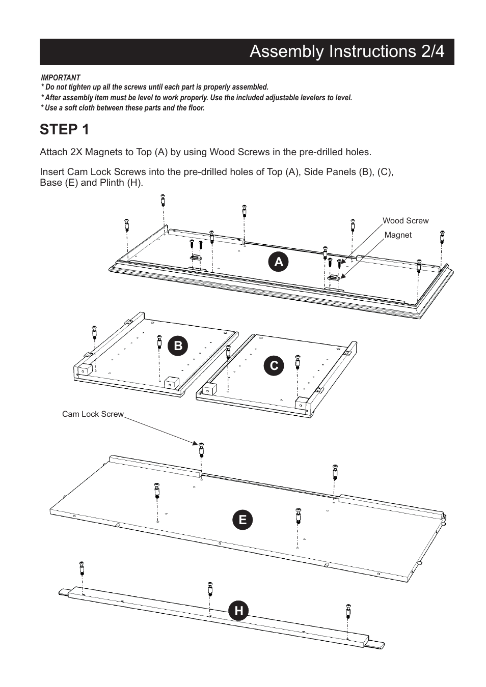 Assembly instructions 2/4, Step 1 | Home Styles 5543-10 User Manual | Page 3 / 5