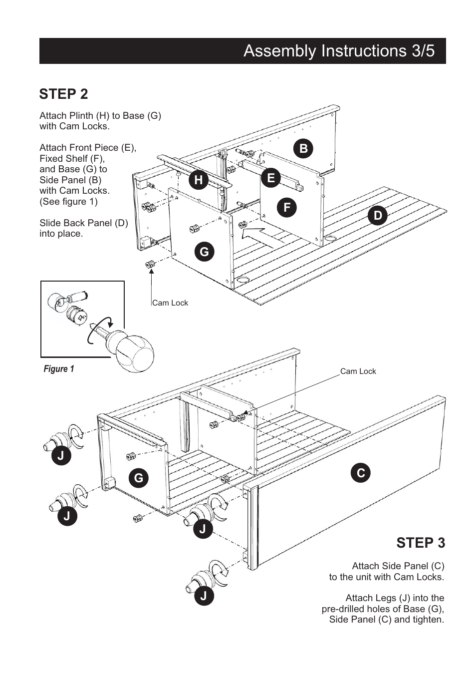 Assembly instructions 3/5, Step 2, Step 3 | Home Styles 5543-13 User Manual | Page 4 / 6