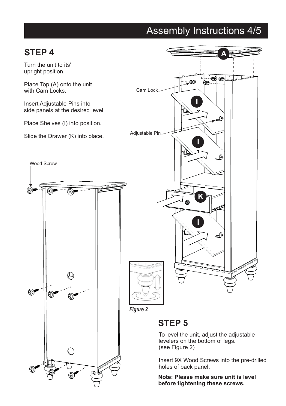 Assembly instructions 4/5, Step 4 step 5 | Home Styles 5543-13 User Manual | Page 5 / 6