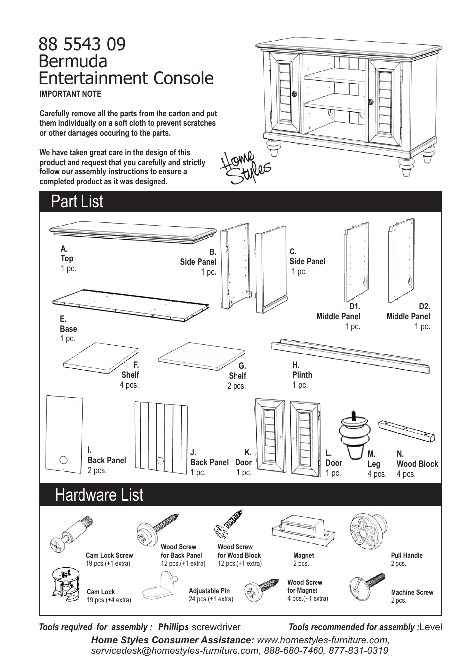 Home Styles 5543-09 User Manual | 4 pages