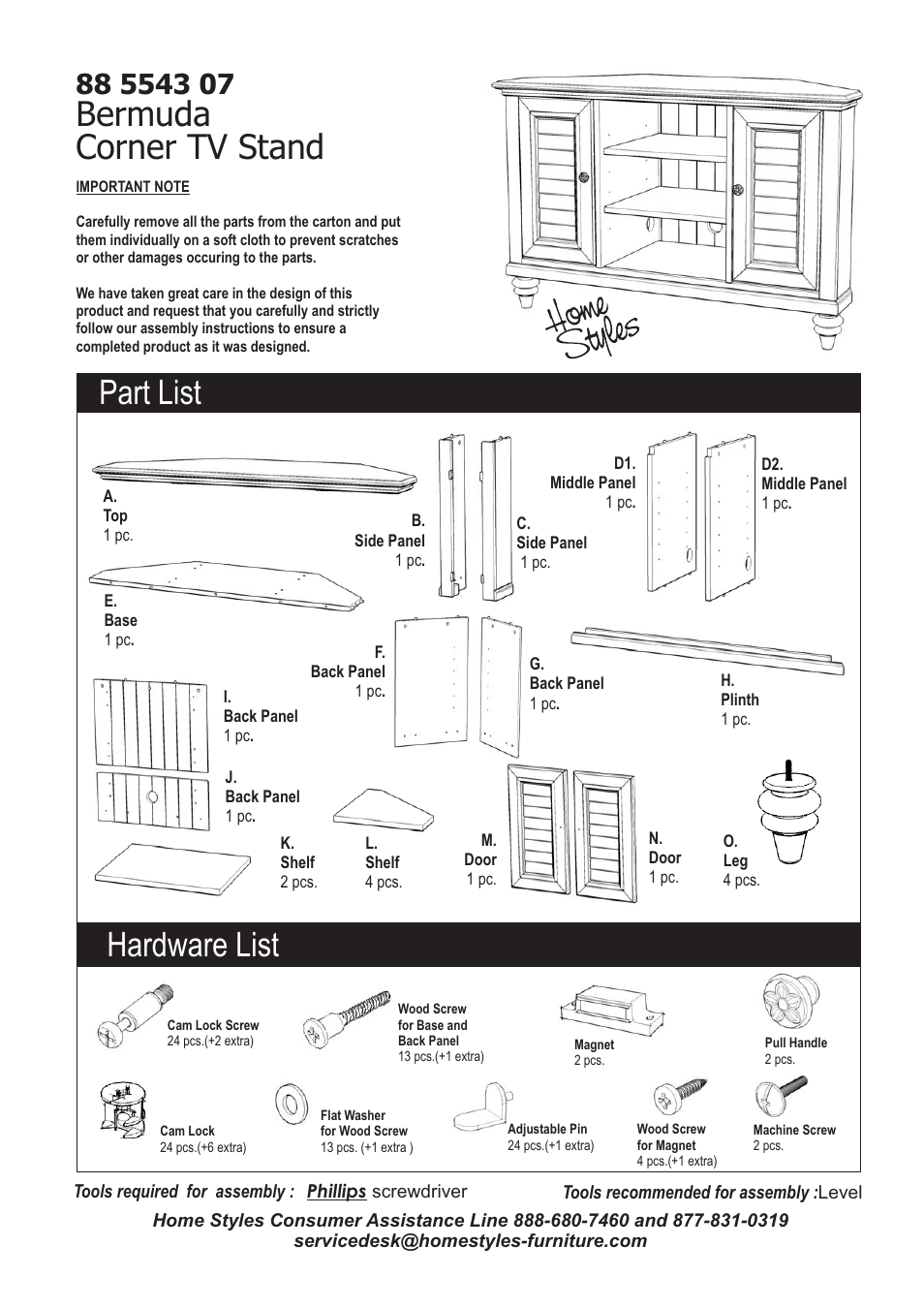 Home Styles 5543-07 User Manual | 4 pages