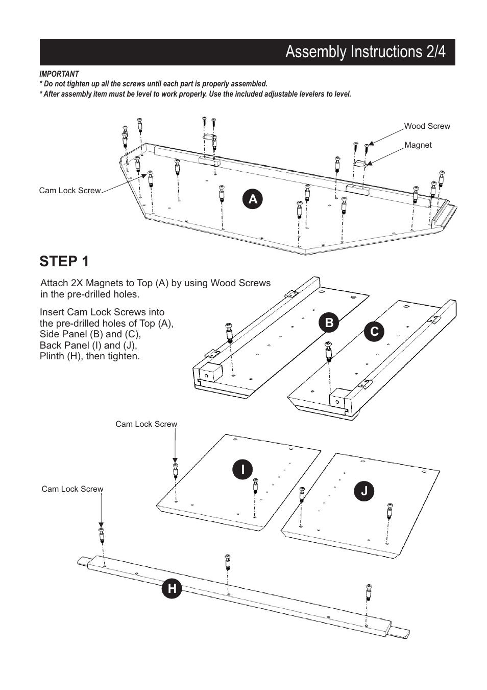 Assembly instructions 2/4, Step 1 | Home Styles 5543-07 User Manual | Page 2 / 4