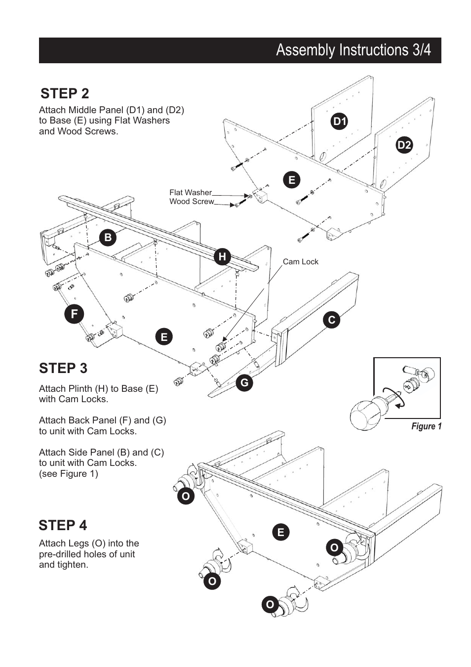 Assembly instructions 3/4, Step 3, Step 2 | Step 4 | Home Styles 5543-07 User Manual | Page 3 / 4