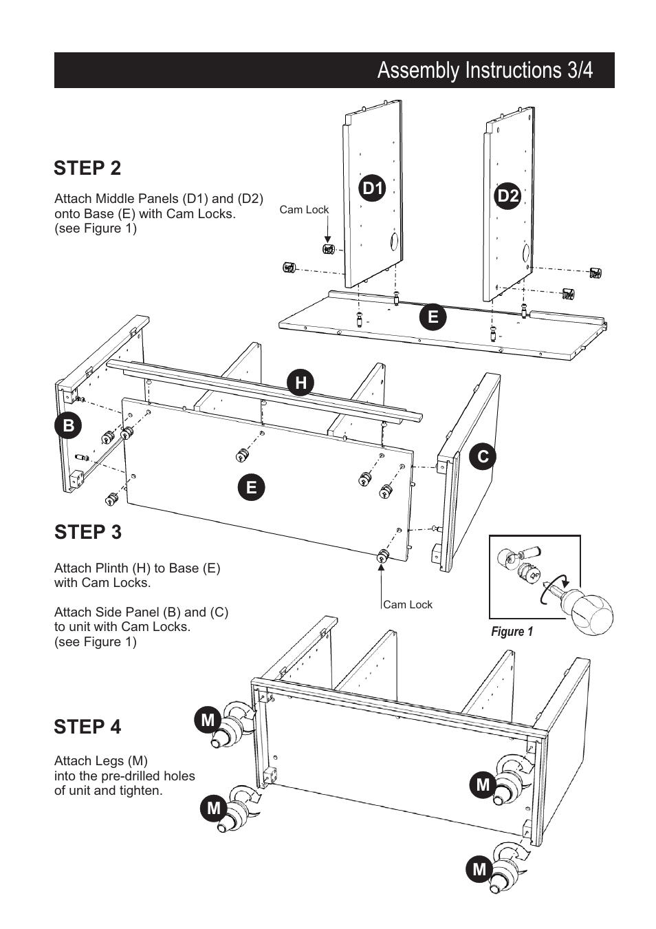 Assembly instructions 3/4, Step 2, Step 3 | Step 4 | Home Styles 5542-09 User Manual | Page 3 / 4