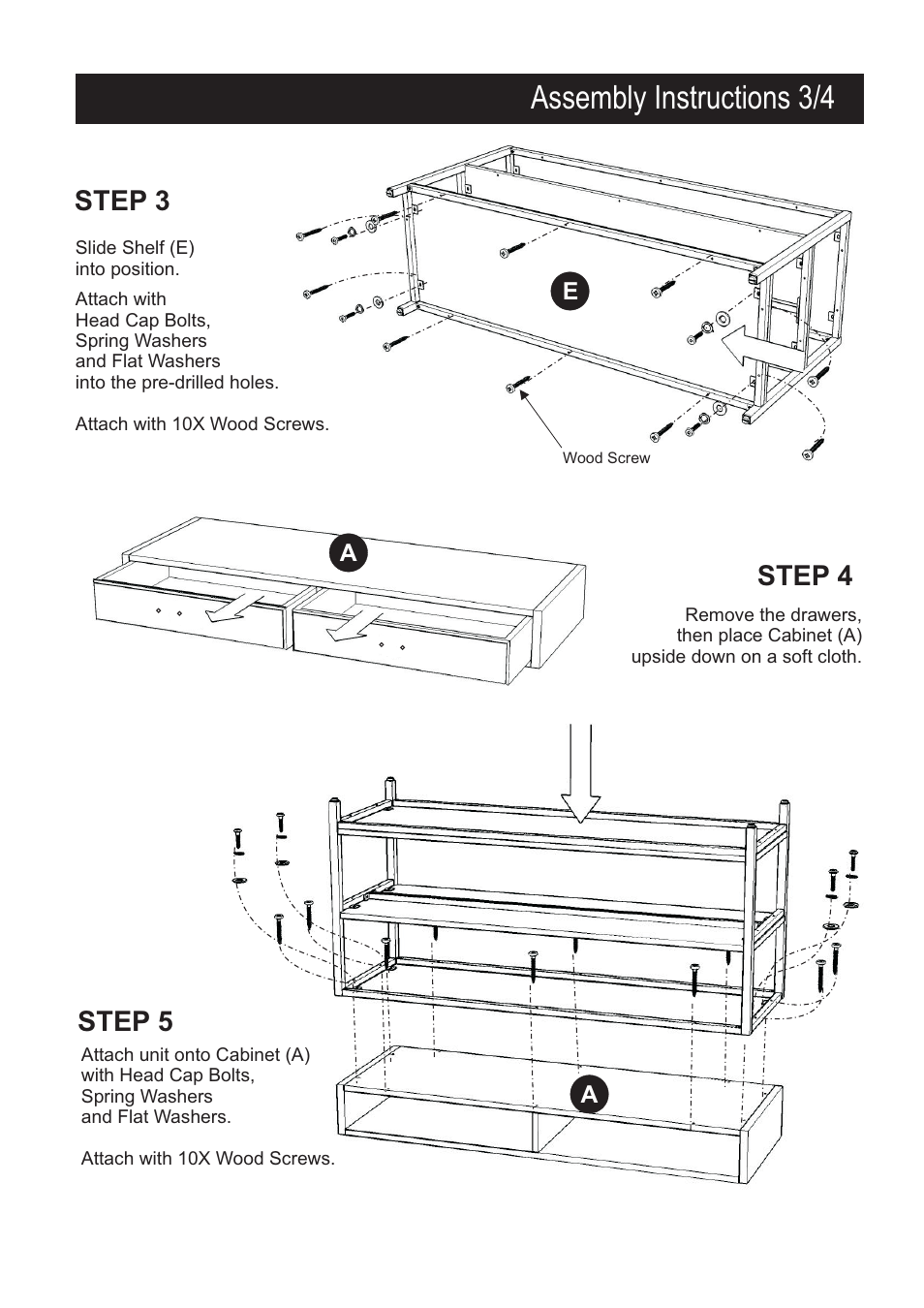 Assembly instructions 3/4, Step 4, Step 5 step 3 | Home Styles 5050-34 User Manual | Page 3 / 4