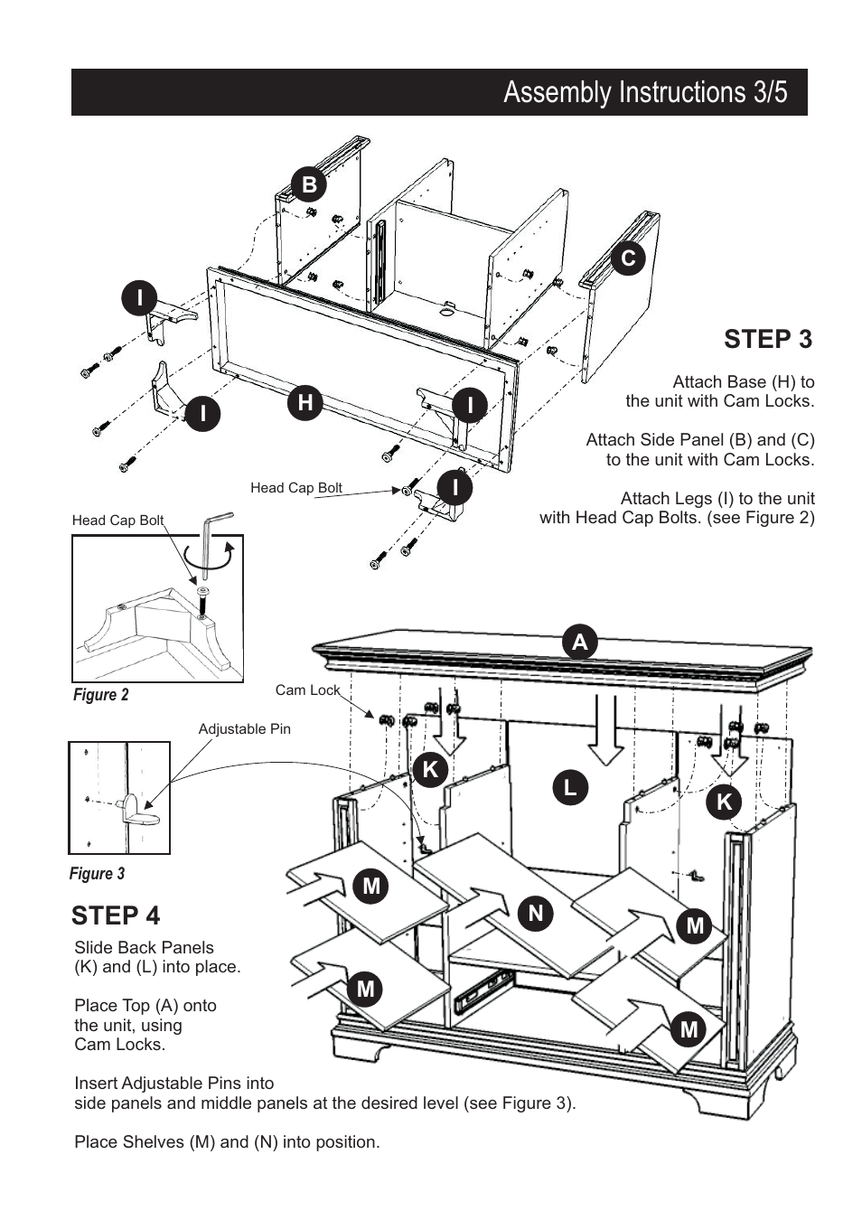 Assembly instructions 3/5, Step 4, Step 3 | Home Styles 5541-10 User Manual | Page 4 / 6