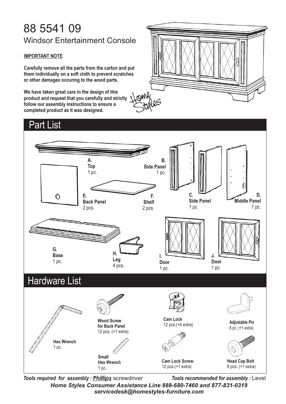 Home Styles 5541-09 User Manual | 4 pages