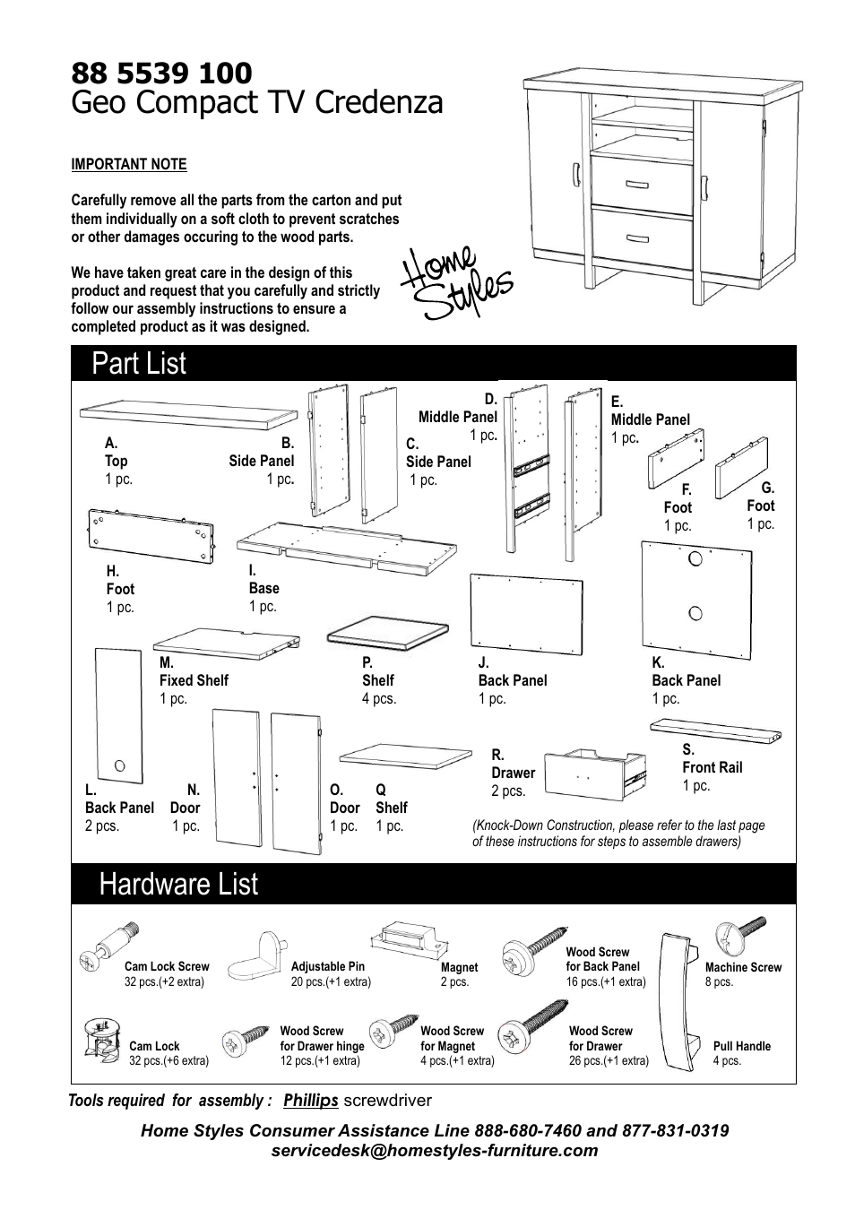 Home Styles 5539-100 User Manual | 5 pages
