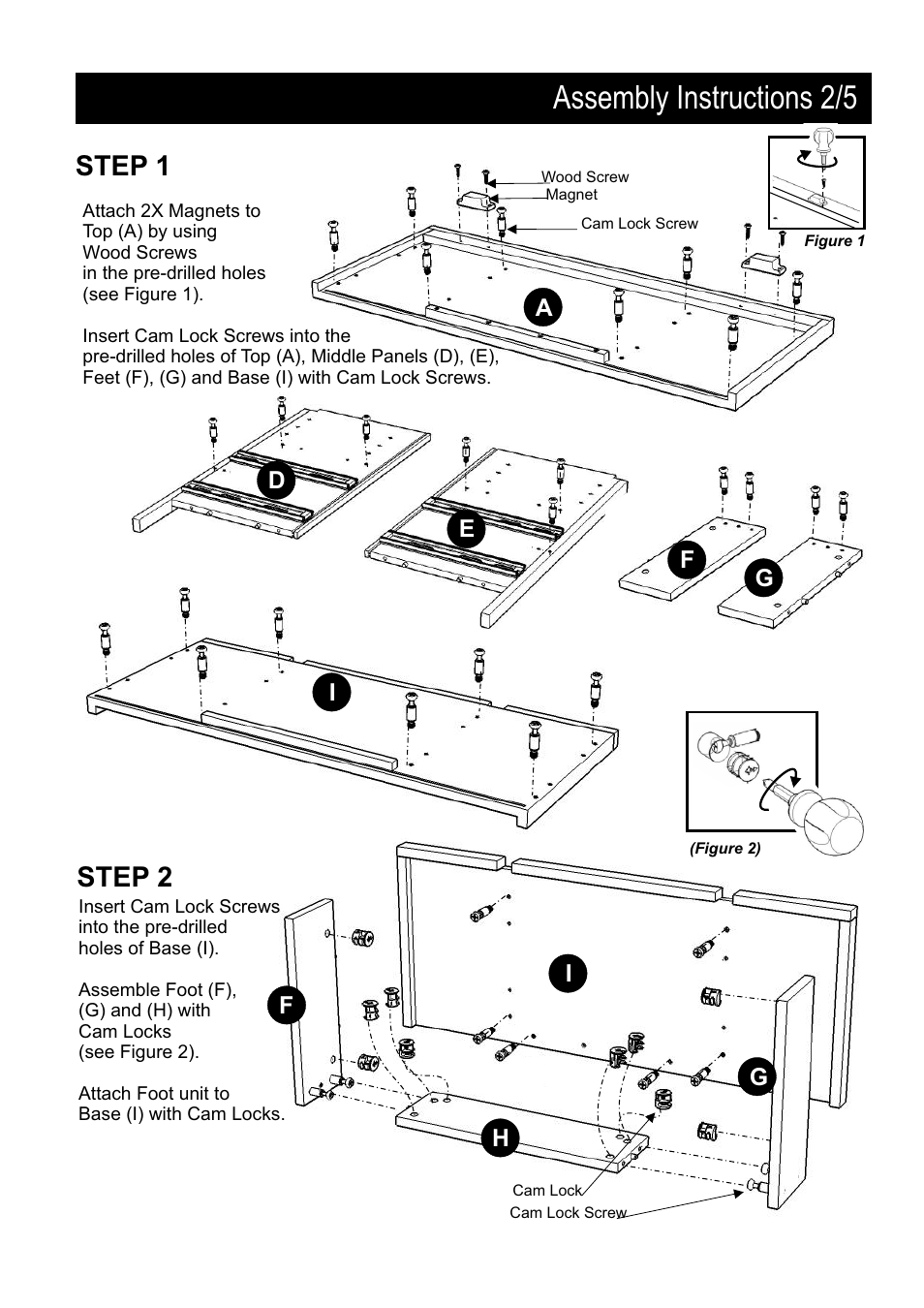 Assembly instructions 2/5, Step 1 step 2 | Home Styles 5539-100 User Manual | Page 2 / 5