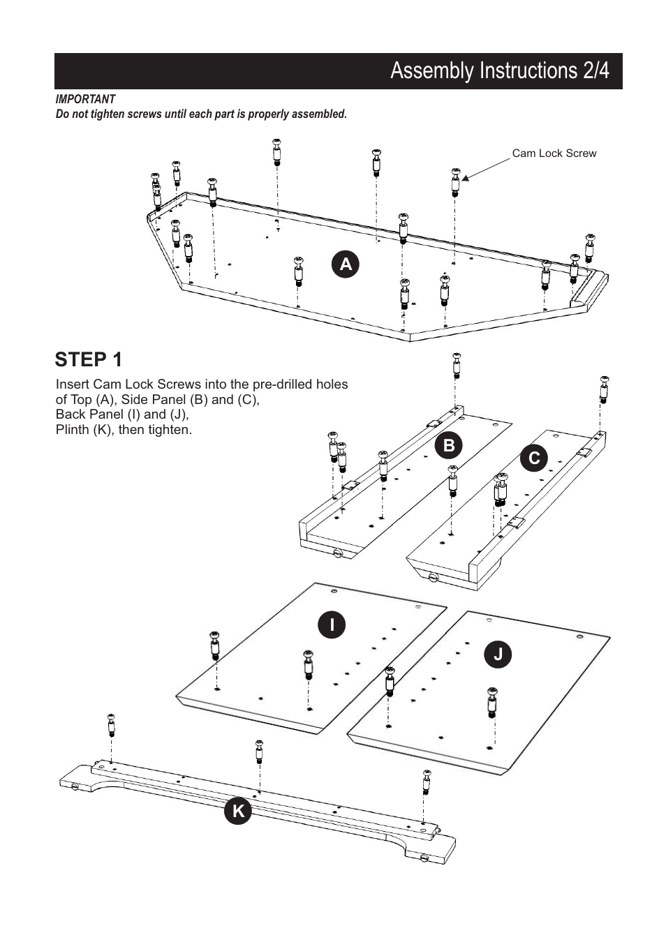 Assembly instructions 2/4, Step 1 | Home Styles 5530-07 User Manual | Page 2 / 4