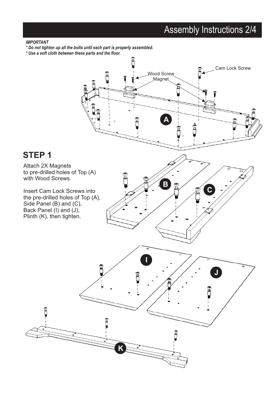 Assembly instructions 2/4, Step 1 | Home Styles 5537-07 User Manual | Page 2 / 4
