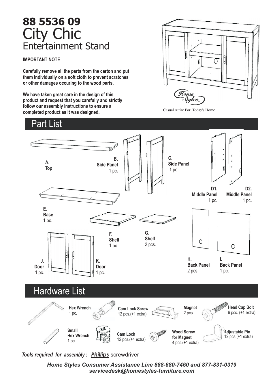 Home Styles 5536-09 User Manual | 4 pages