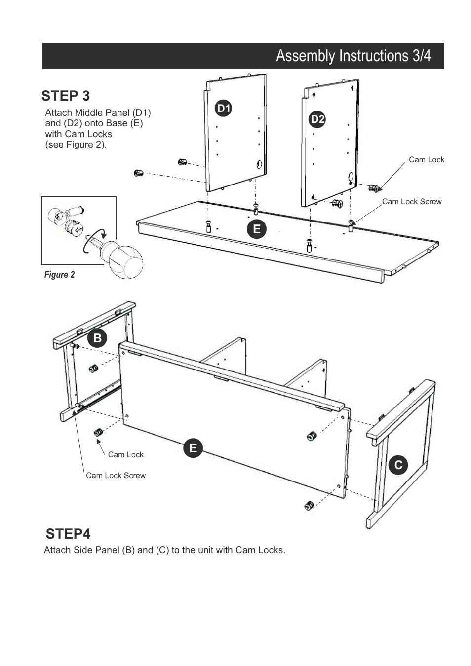 Assembly instructions 3/4, Step 3 step4 | Home Styles 5536-09 User Manual | Page 3 / 4