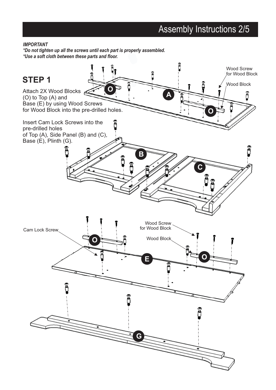 Assembly instructions 2/5, Step 1 | Home Styles 5530-09 User Manual | Page 2 / 5