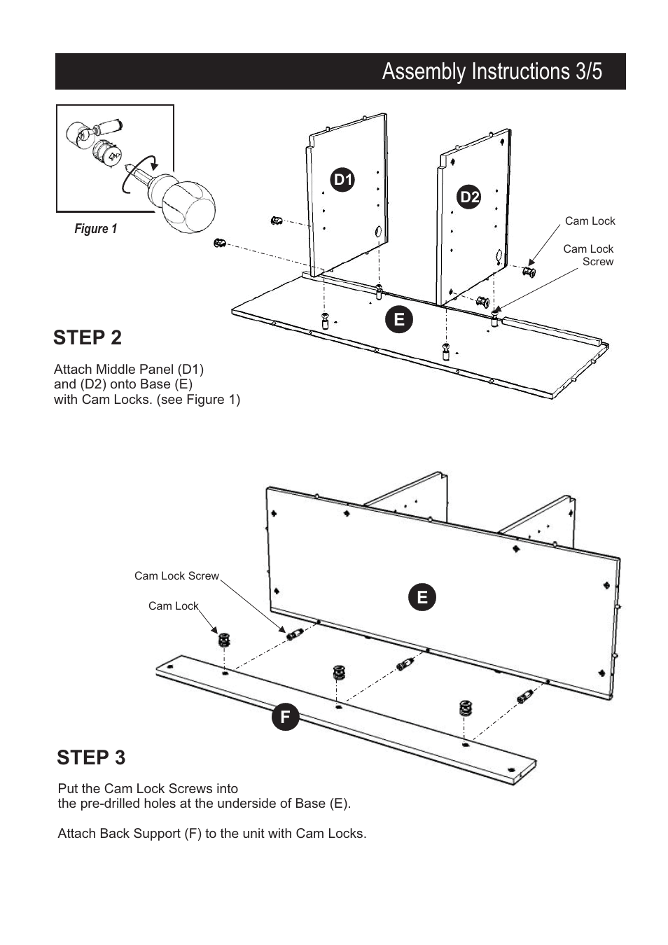 Assembly instructions 3/5, Step 3, Step 2 | Home Styles 5530-09 User Manual | Page 3 / 5
