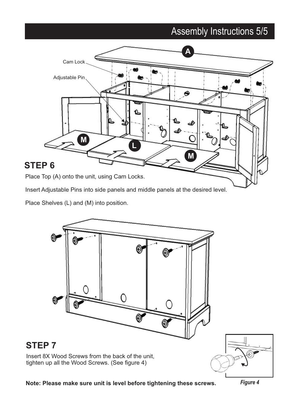 Assembly instructions 5/5, Step 7 step 6 | Home Styles 5530-09 User Manual | Page 5 / 5