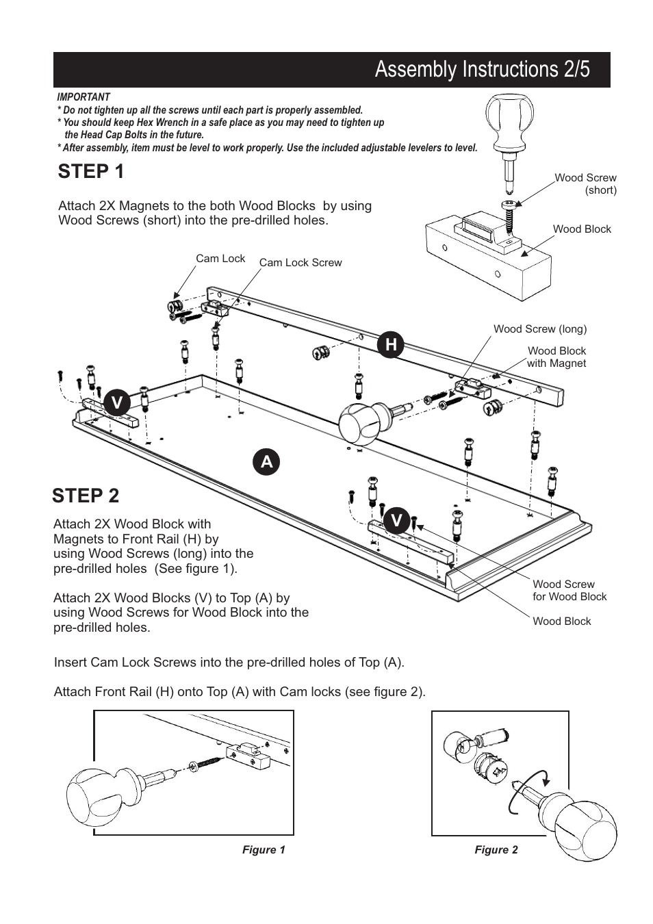 Assembly instructions 2/5, Step 2 step 1 | Home Styles 5527-10 User Manual | Page 3 / 6