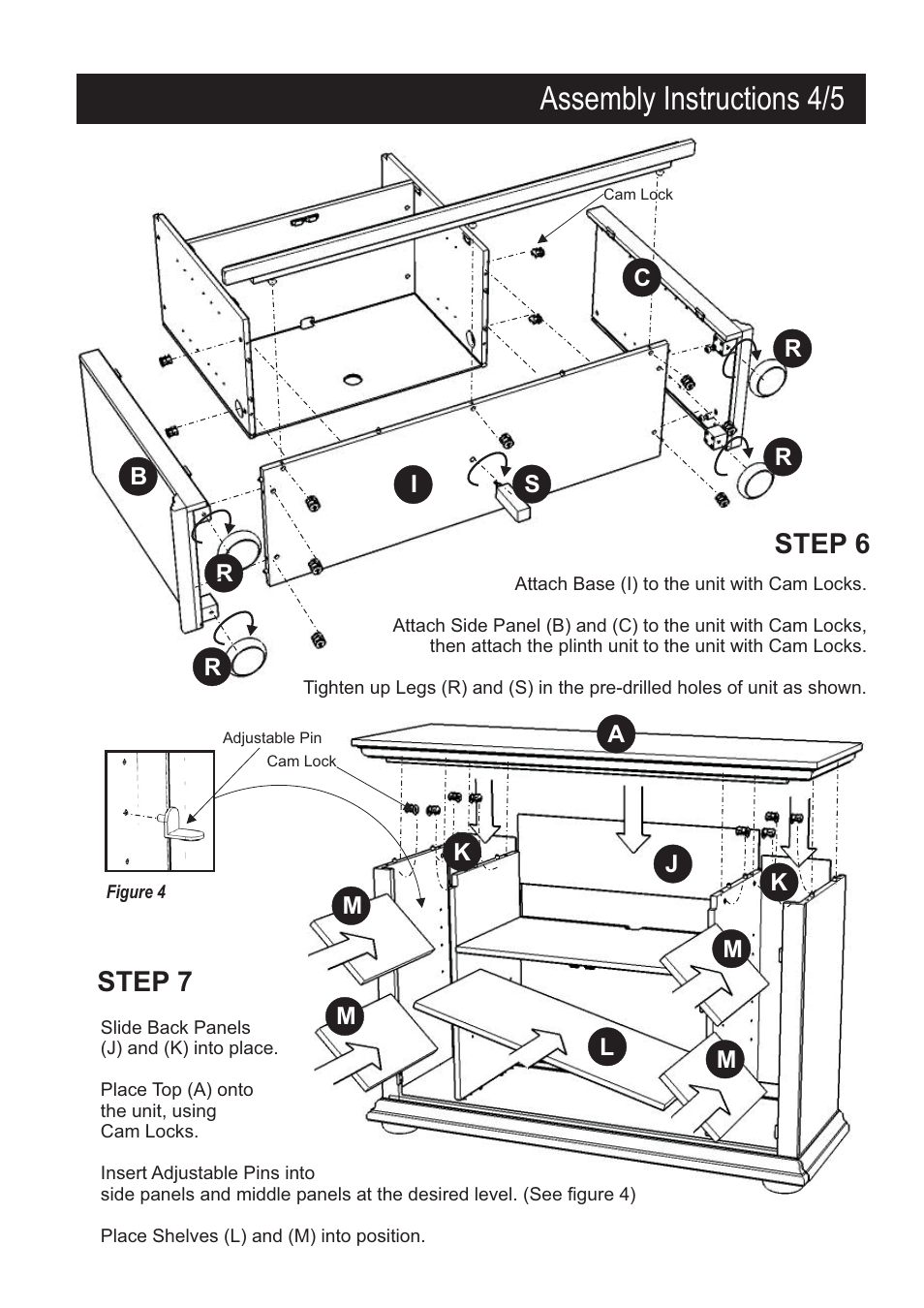 Assembly instructions 4/5, Step 6, Step 7 | Home Styles 5527-10 User Manual | Page 5 / 6