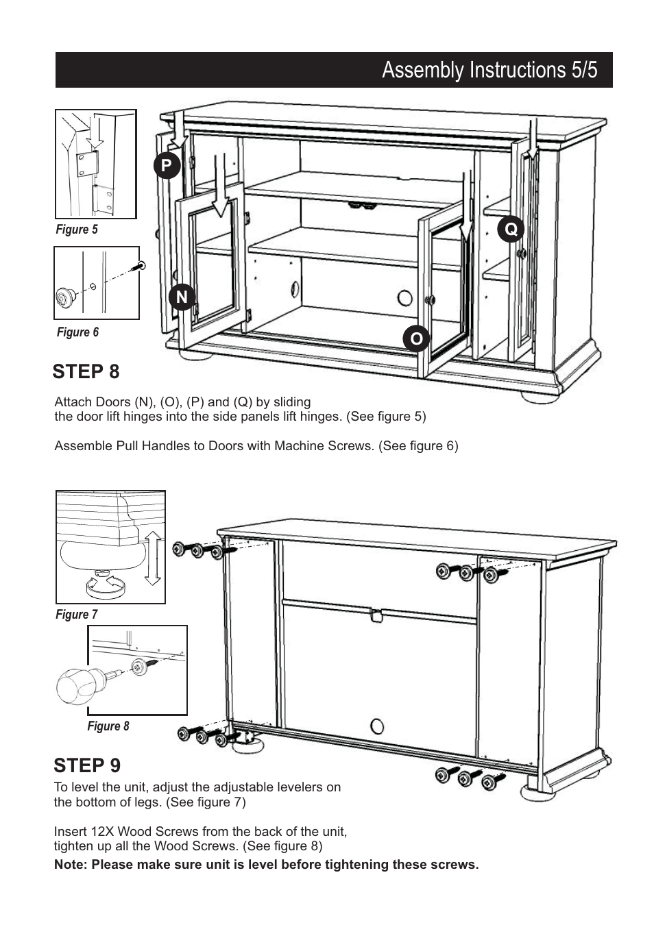 Assembly instructions 5/5, Step 8 step 9 | Home Styles 5527-10 User Manual | Page 6 / 6