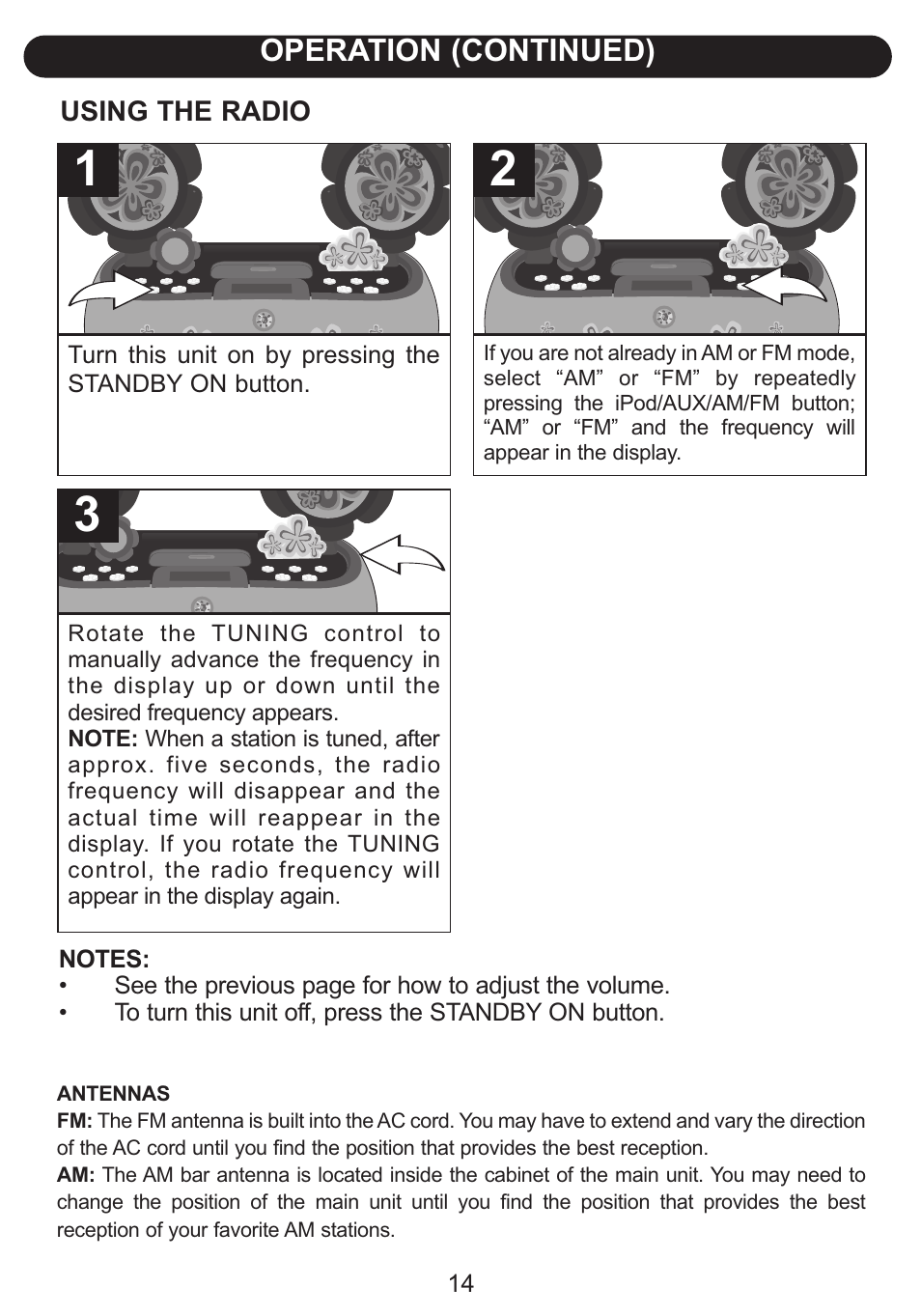 Operation (continued) | Emerson Radio Barbie Petal Sound System for iPod BAR710 User Manual | Page 15 / 27