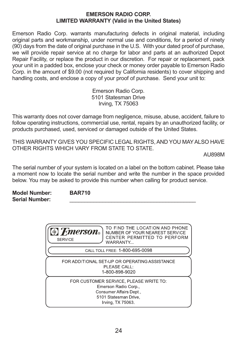 Emerson Radio Barbie Petal Sound System for iPod BAR710 User Manual | Page 25 / 27