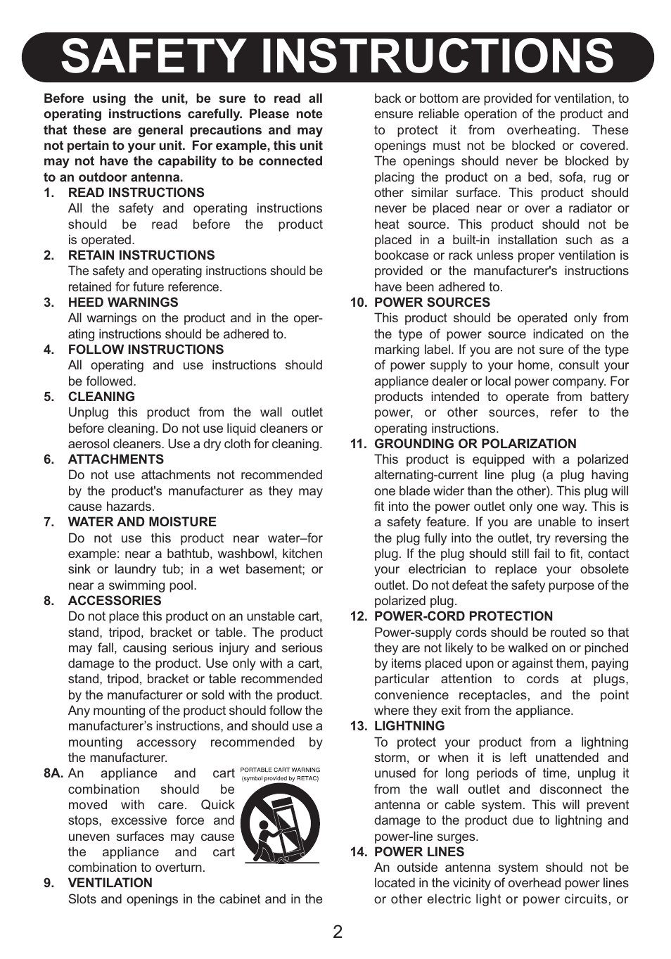 Safety instructions | Emerson Radio Barbie Petal Sound System for iPod BAR710 User Manual | Page 3 / 27