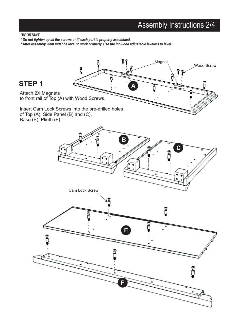Assembly instructions 2/4, Step 1 | Home Styles 5527-09 User Manual | Page 2 / 4