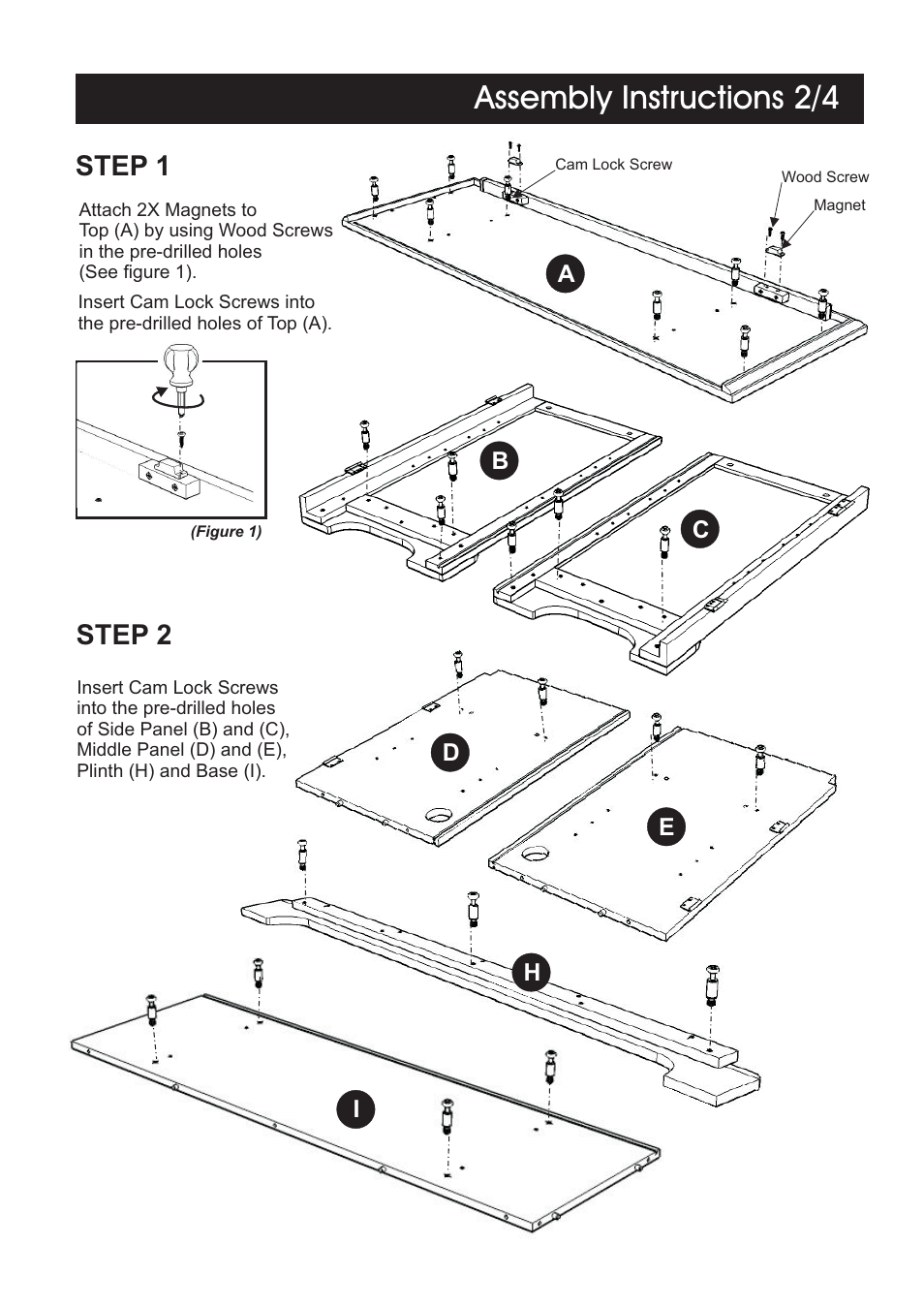Assembly instructions 2/4, Step 1 step 2 | Home Styles 5531-10 User Manual | Page 3 / 5