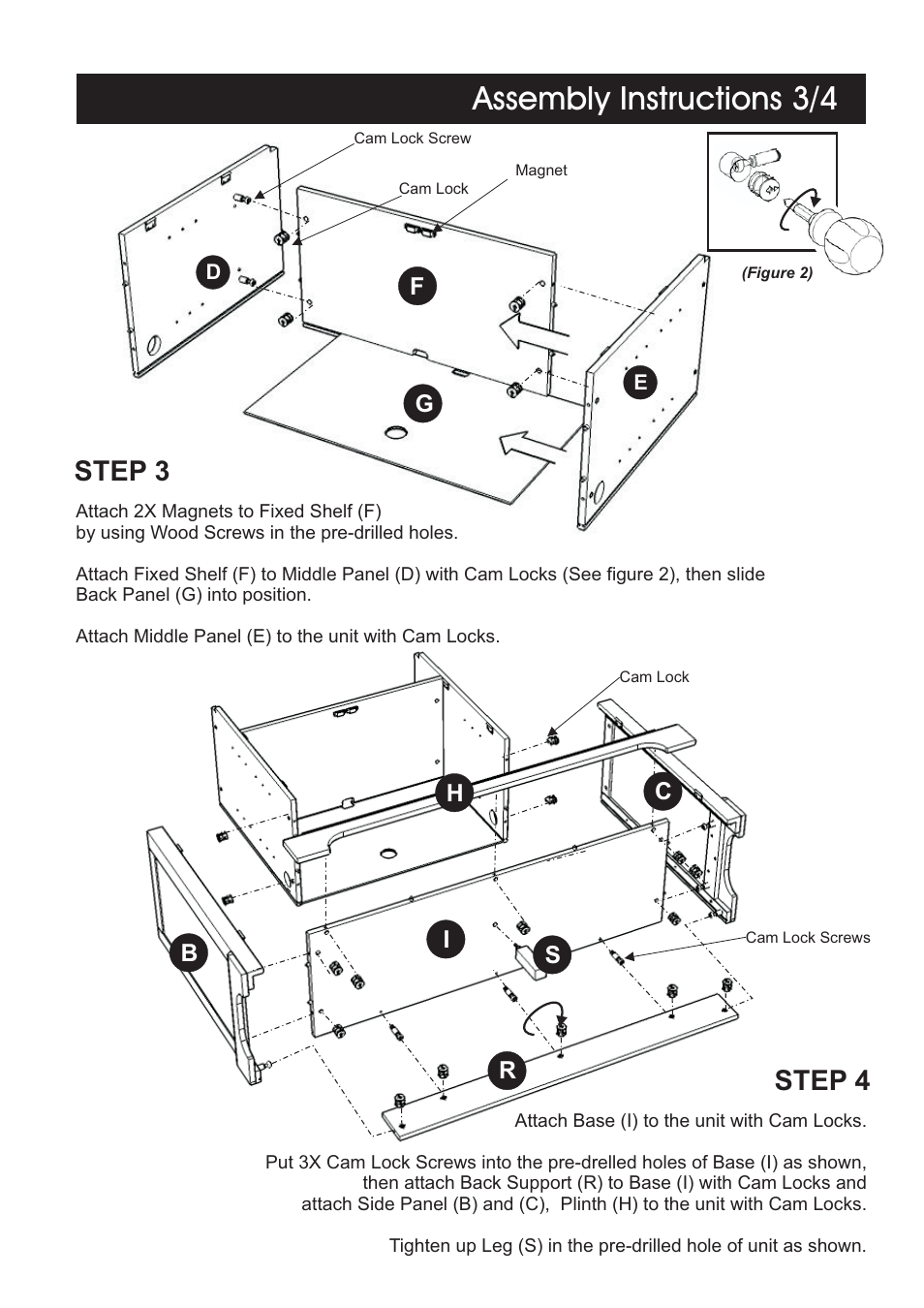 Assembly instructions 3/4, Step 4, Step 3 | Home Styles 5531-10 User Manual | Page 4 / 5