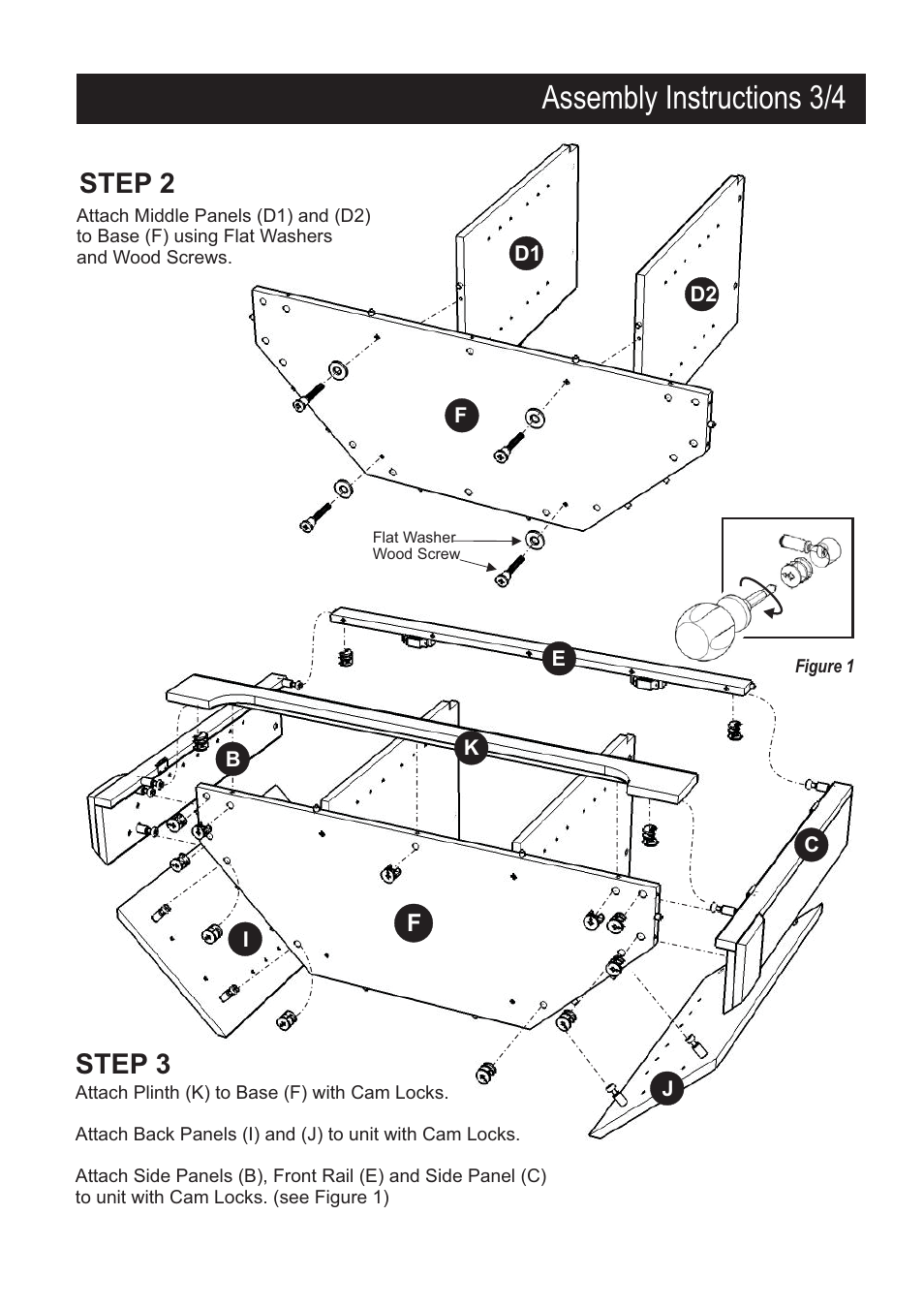 Assembly instructions 3/4, Step 3, Step 2 | Home Styles 5531-07 User Manual | Page 3 / 4