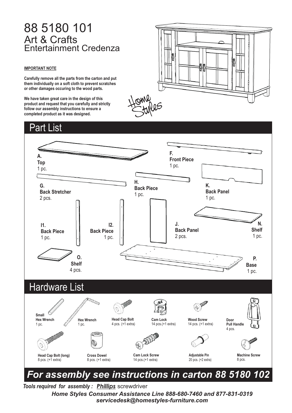 Home Styles 5180-10 User Manual | 5 pages