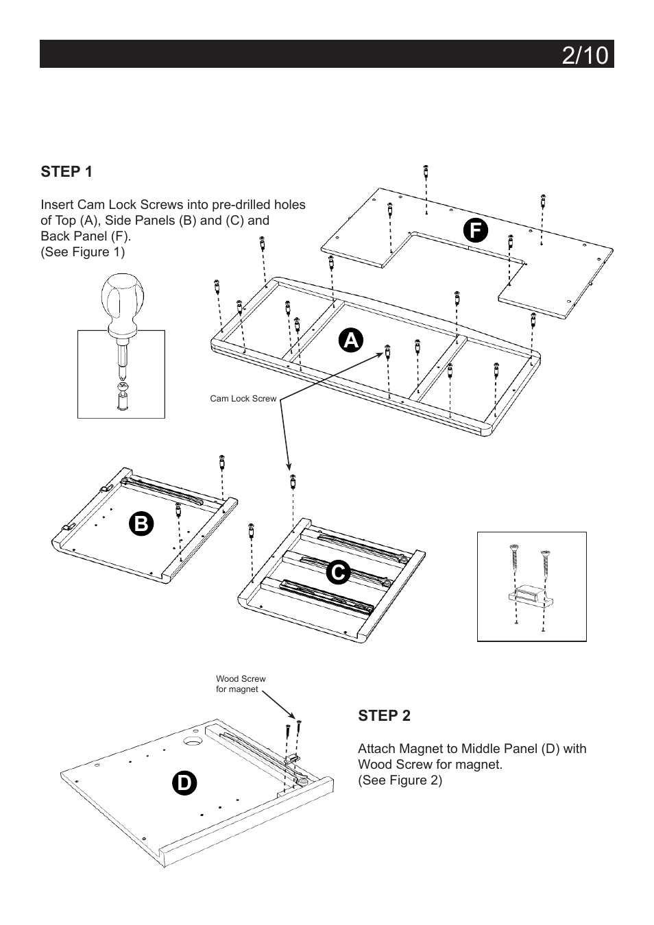 Assembly instructions 3, Ab c d f | Home Styles 5549-18 User Manual | Page 2 / 10