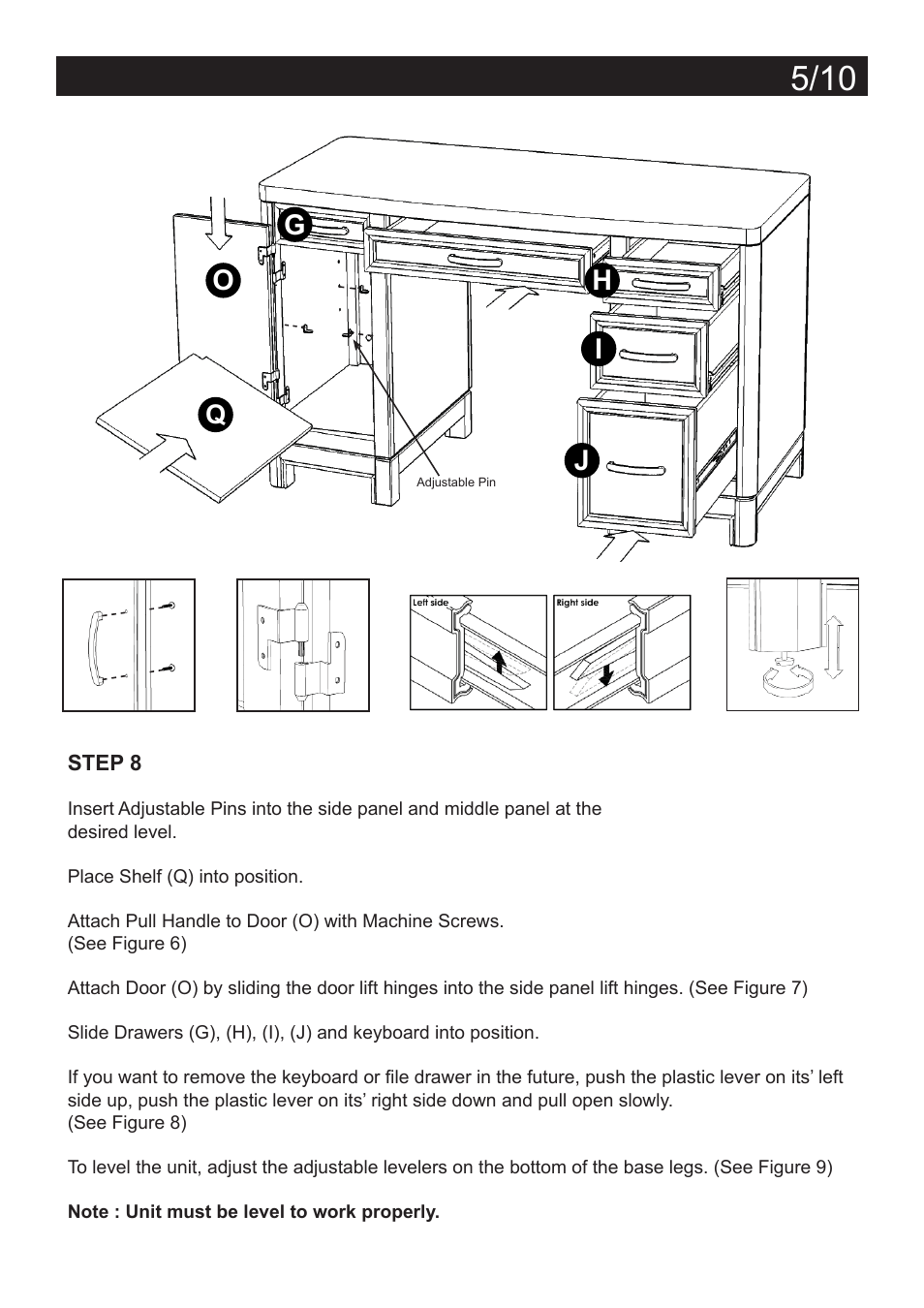 Assembly instructions 6, Gh i j o | Home Styles 5549-18 User Manual | Page 5 / 10