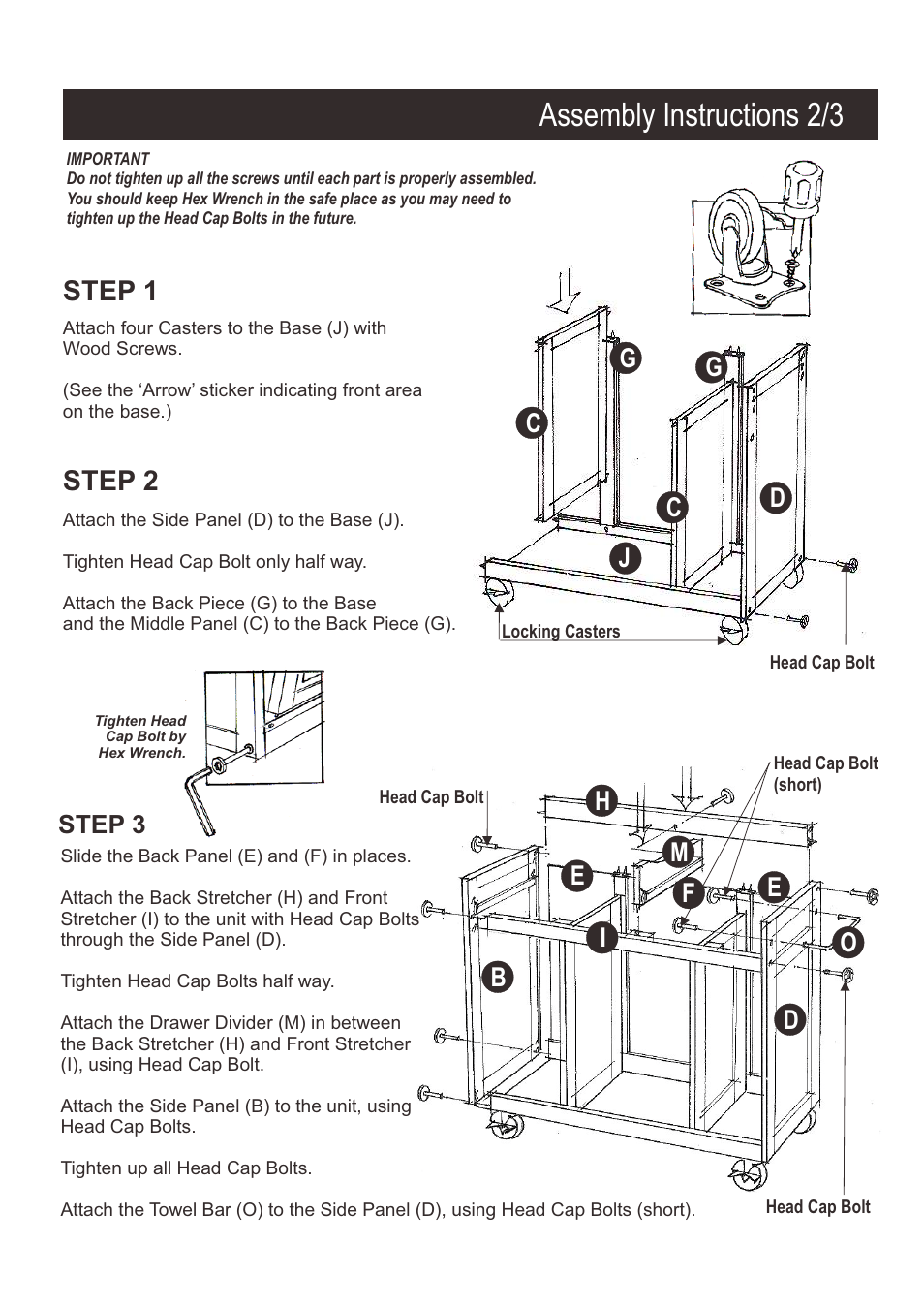 Assembly instructions 2/3, Step 1 step 2 | Home Styles 9200-1611 User Manual | Page 2 / 5