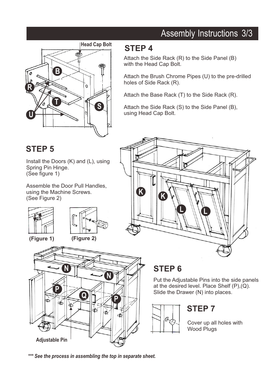 Assembly instructions 3/3, Step 5 step 4 step 6, Step 7 | Home Styles 9200-1411 User Manual | Page 3 / 5