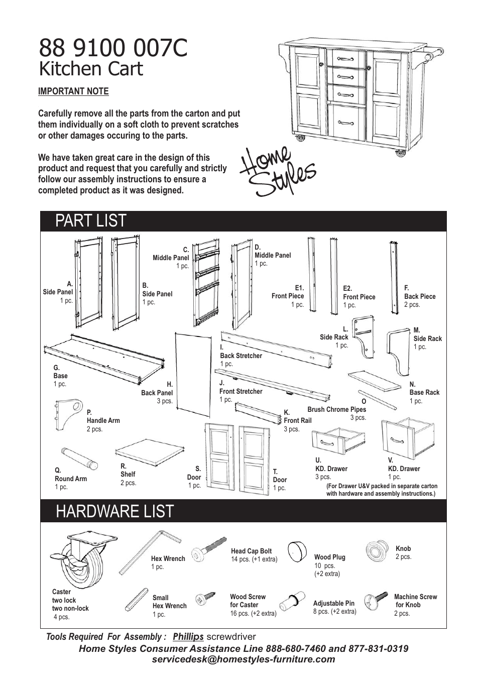 Home Styles 9100-1711 User Manual | 5 pages