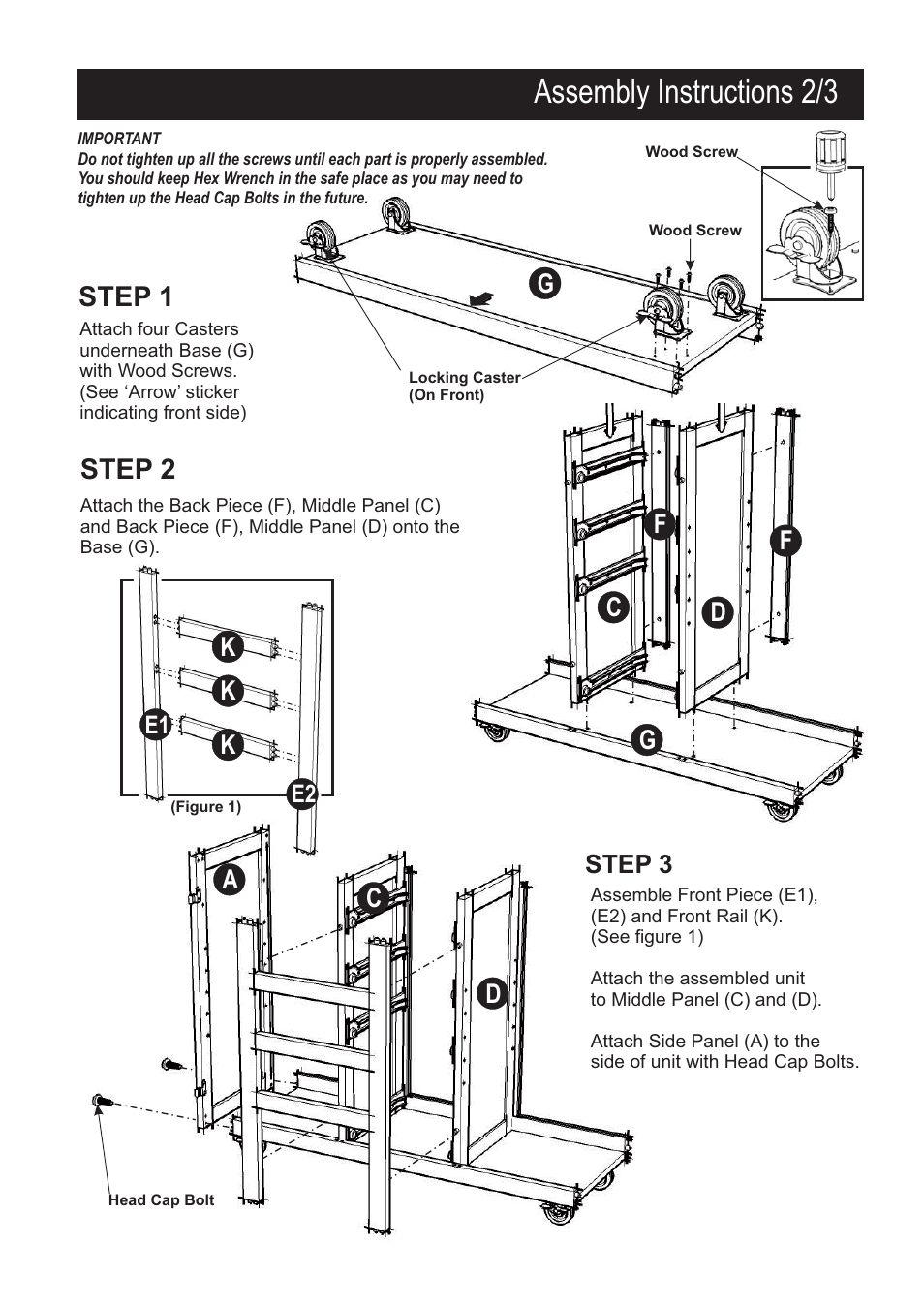 Assembly instructions 2/3, Step 1 step 2, Fc d | Home Styles 9100-1111 User Manual | Page 2 / 5