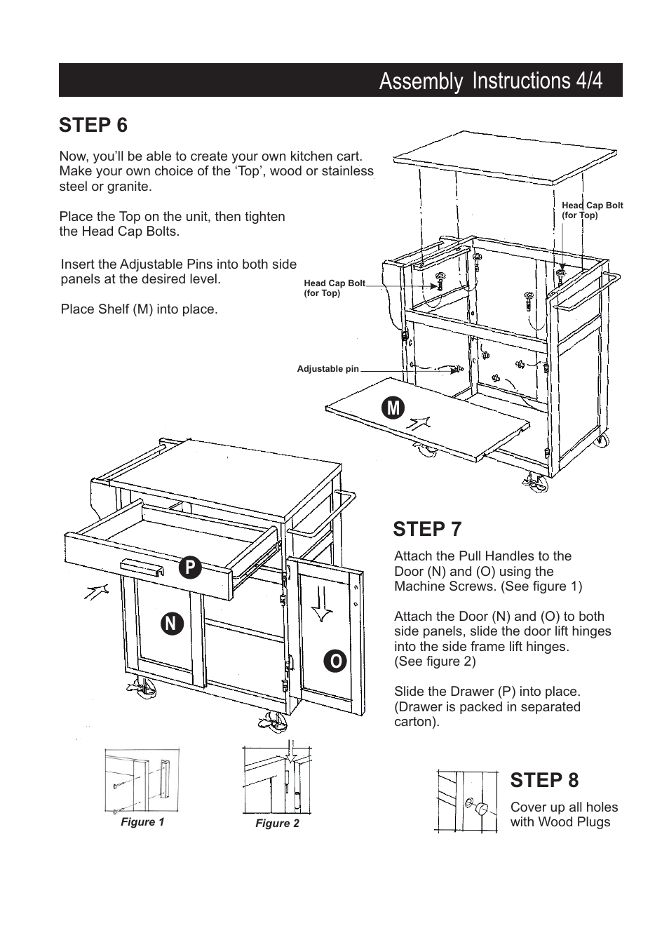 Assembly instructions 4/4, Step 7 step 6, Step 8 | Np o m | Home Styles 9001-0077G User Manual | Page 4 / 5