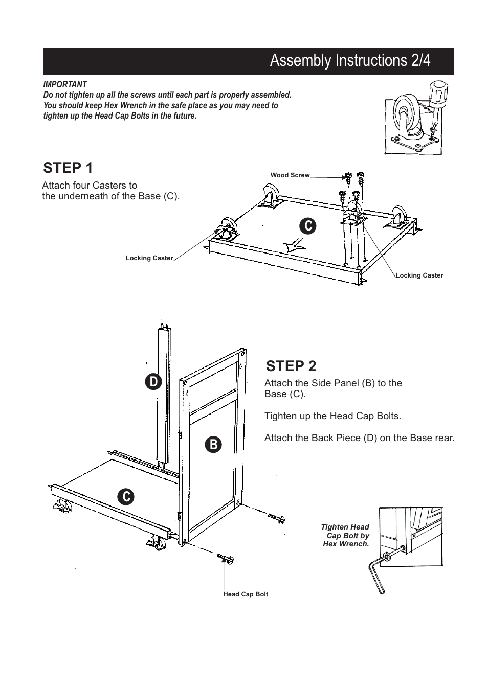 Assembly instructions 2/4, Step 1 step 2, Bd c c | Home Styles 9001-0211 User Manual | Page 2 / 5
