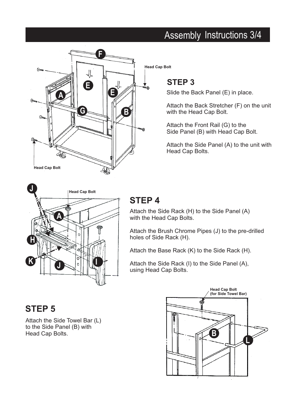 Assembly instructions 3/4, Step 5 step 4, Lb b | Ea b f g | Home Styles 9001-0211 User Manual | Page 3 / 5