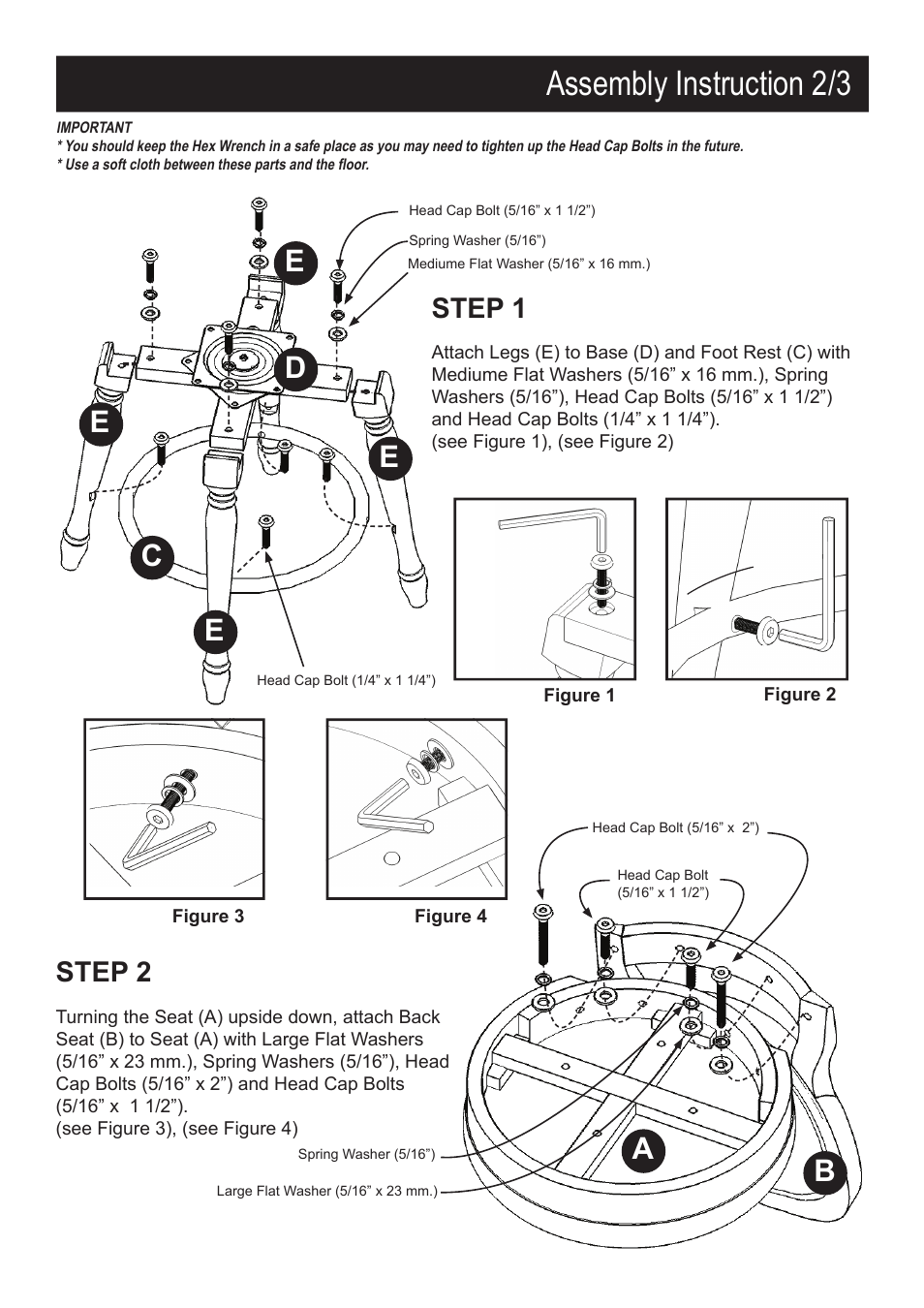 Assembly instruction 2/3, Step 2, Step 1 | Home Styles 5000-89 User Manual | Page 2 / 3