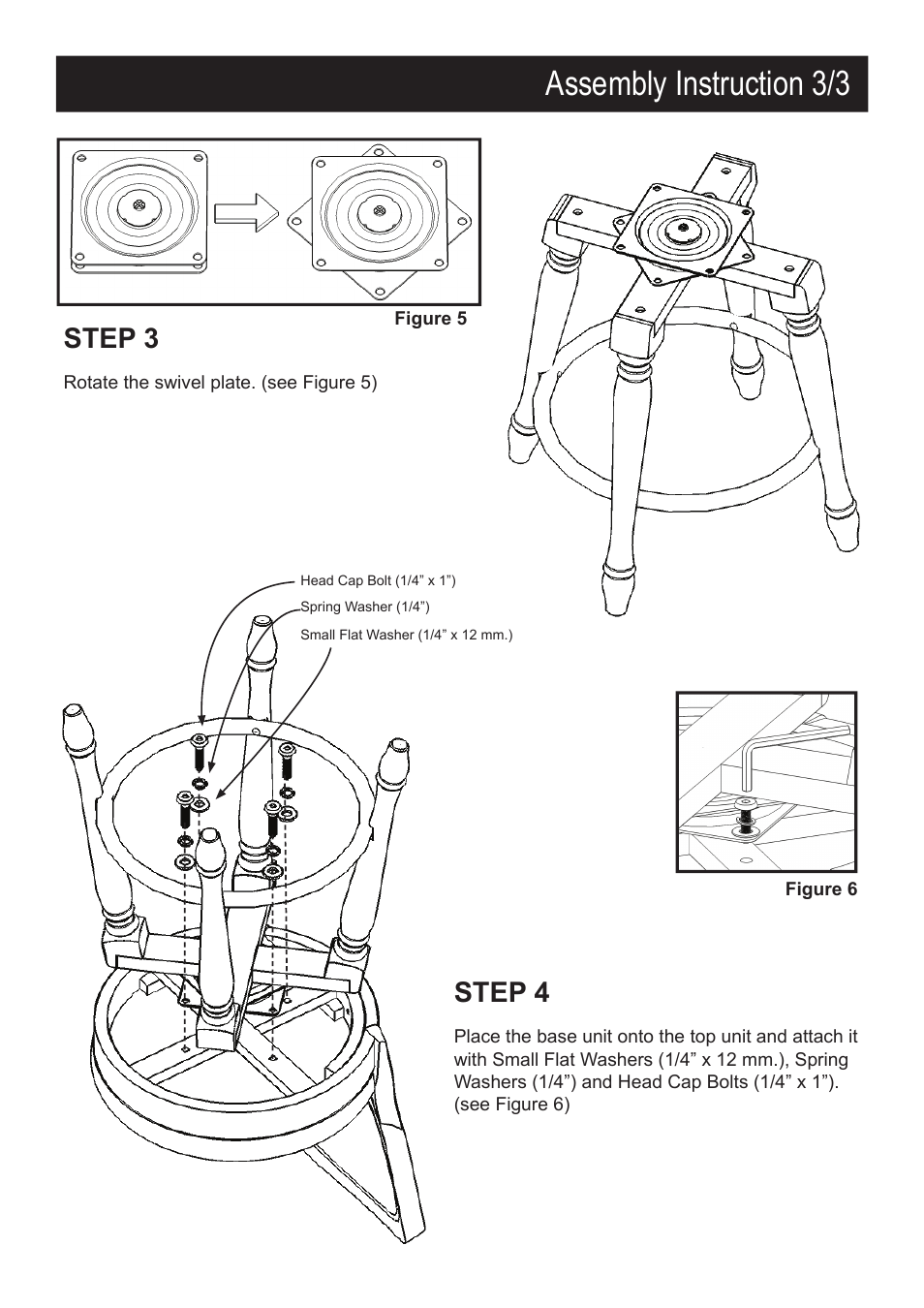 Assembly instruction 3/3, Step 4, Step 3 | Home Styles 5000-89 User Manual | Page 3 / 3