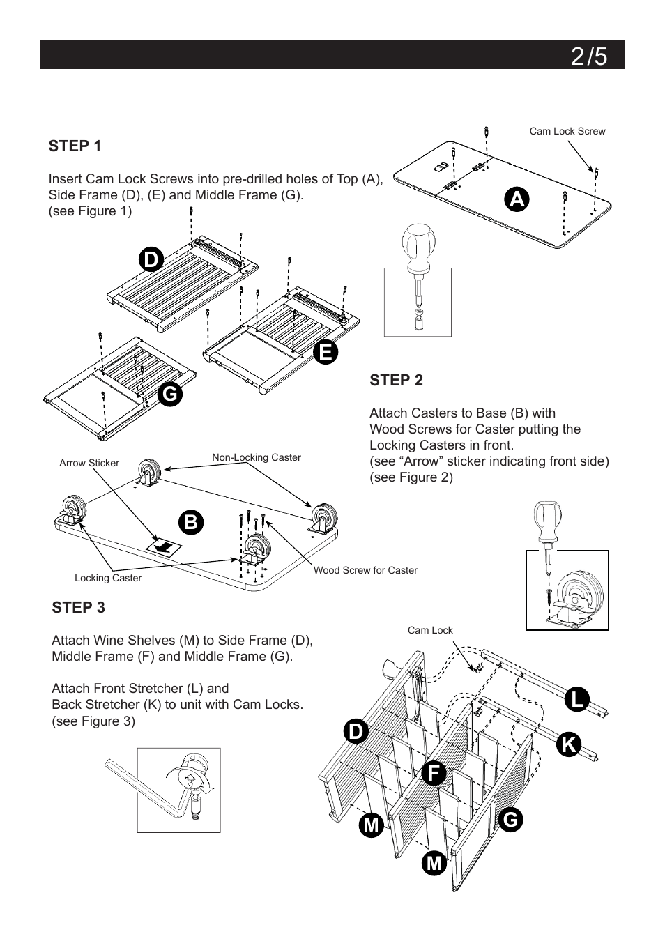 Assembly instructions 2, Da d f l | Home Styles 5252-95 User Manual | Page 2 / 5