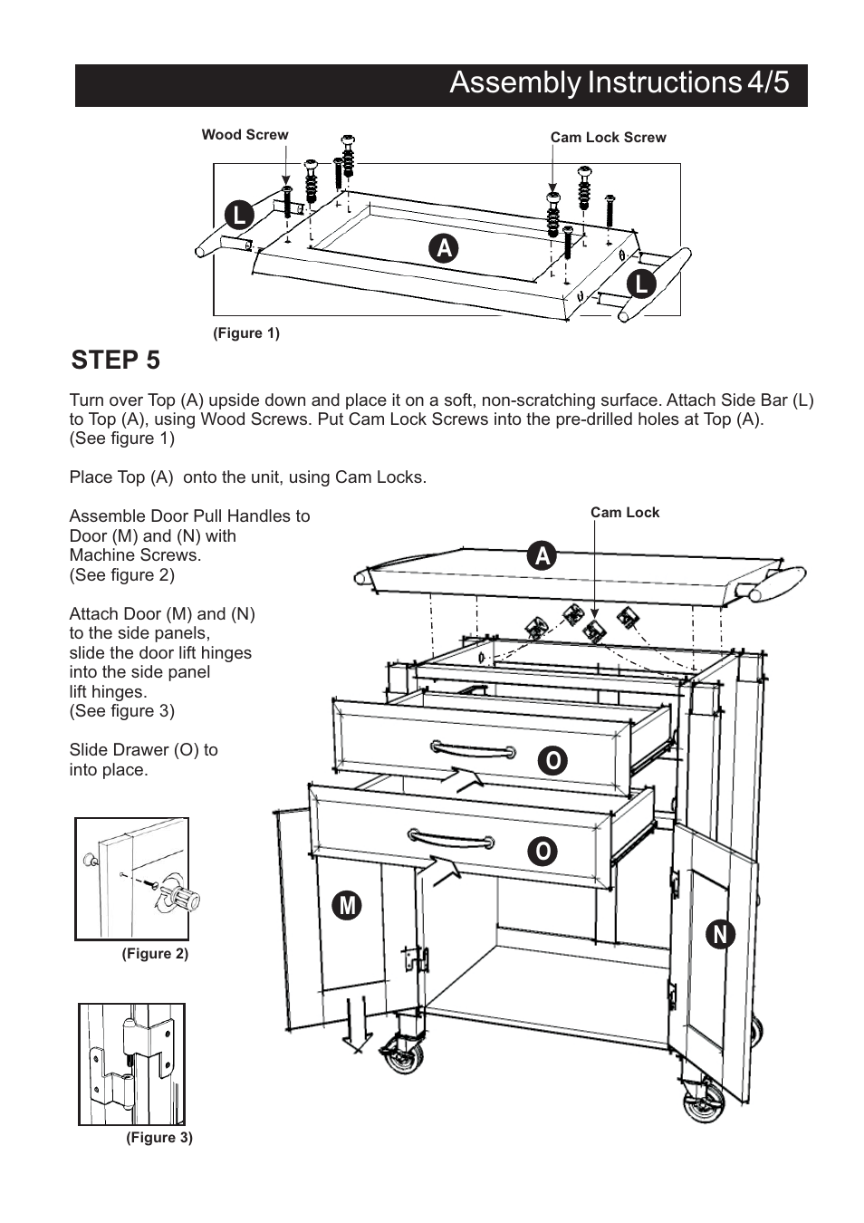 Assembly instructions 4/5, Step 5, Ao o n m | Home Styles 4508-95 User Manual | Page 4 / 5