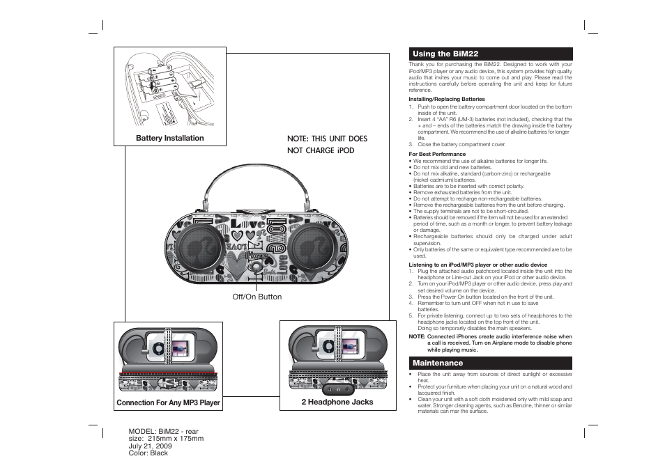 Barbie IHOME BIM22 User Manual | Page 2 / 2