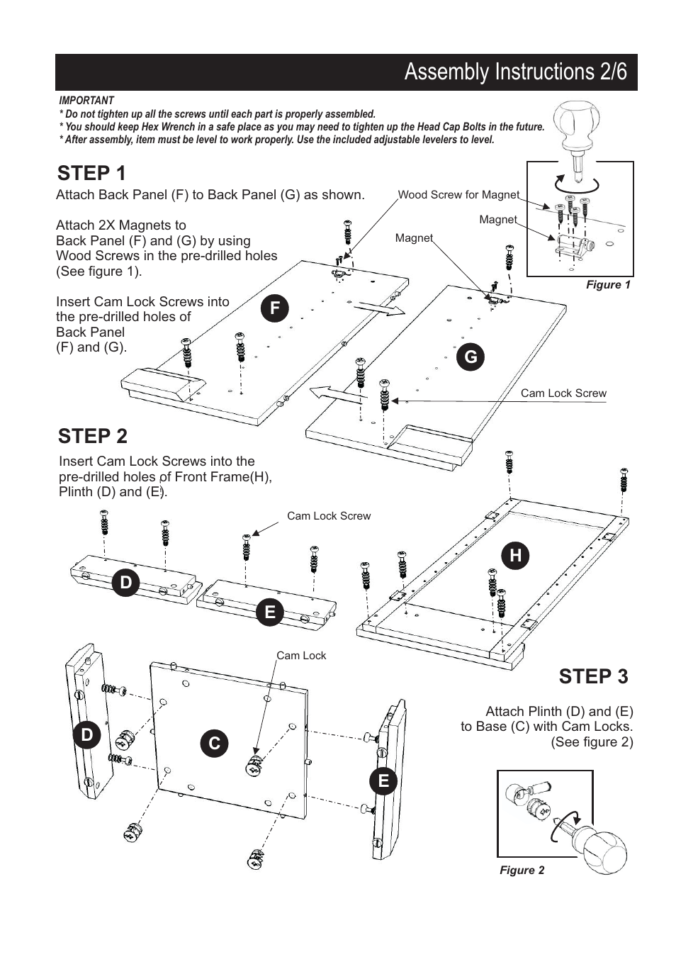 Assembly instructions 2/6, Step 1, Step 2 step 3 | Home Styles 5010-94 User Manual | Page 3 / 7