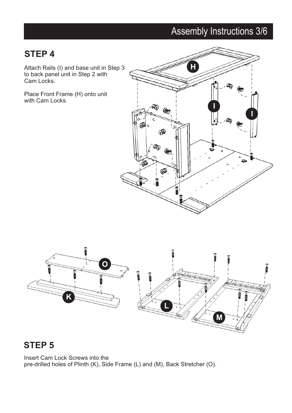 Assembly instructions 3/6, Step 4 step 5 | Home Styles 5010-94 User Manual | Page 4 / 7