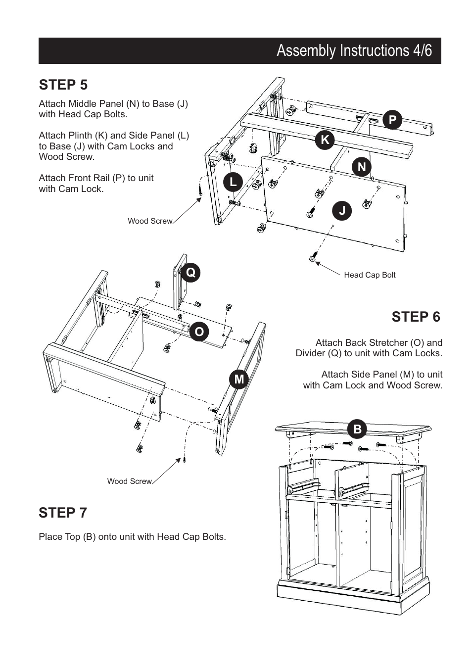 Assembly instructions 4/6, Step 5 step 6 step 7 | Home Styles 5010-94 User Manual | Page 5 / 7